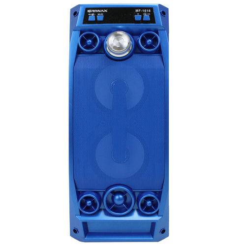 Caixa de Som Portátil Briwax 36cm MF-1618 Azul Amplificada Bluetooth USB MP3 Rádio FM SD
