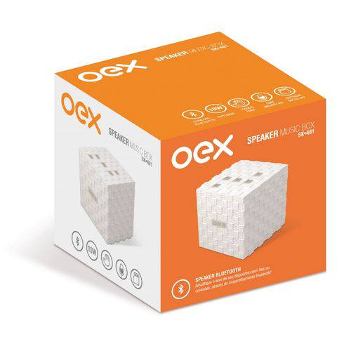 Caixa de Som Speaker com Bluetooth Oex - Music Box - Sk-401 - Branco