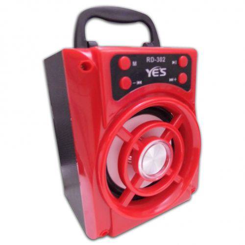 Caixa de Som Yes Rd-302 (Vermelho) / Bluetooth / Sd / MP3 / USB / Aux / Led