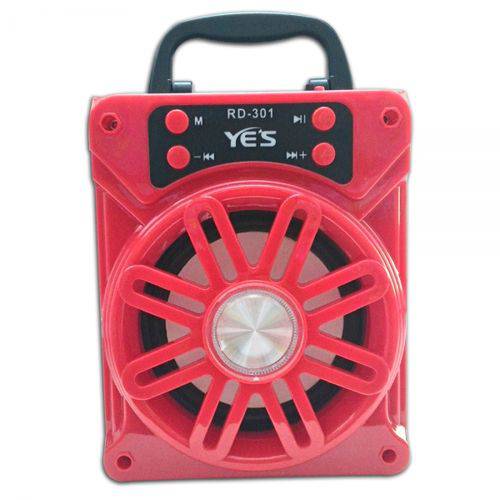 Caixa de Som Yes Rd-301 (Vermelho) / Bluetooth / Sd / MP3 / USB / Aux / Led