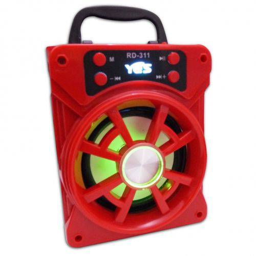 Caixa de Som Yes Rd-311 (Vermelho) / Bluetooth / Sd / MP3 / USB / Aux / Led