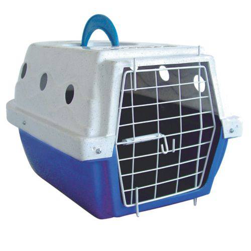 Caixa de Transporte Clonadi para Cães e Gatos Cinza e Azul - Tamanho 3