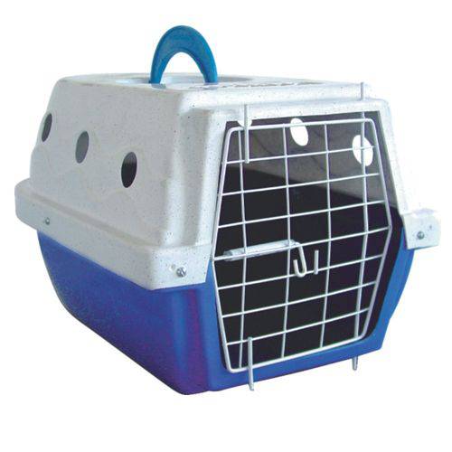 Caixa de Transporte Clonadi para Cães e Gatos Cinza e Azul - Tamanho 4