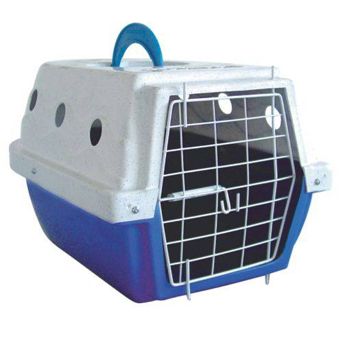 Caixa de Transporte Clonadi para Cães e Gatos Cinza e Azul - Tamanho 5