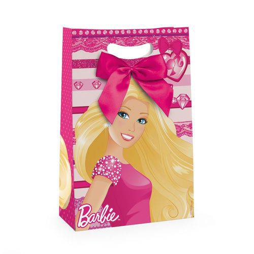 Caixa Flex C/Fita P/Presente Barbie Rosa 26X11Cm C/10