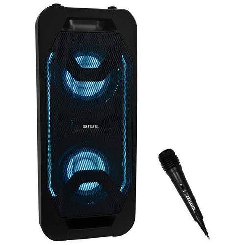 Caixa Karaokê Aiwa AWPOK6 600W PMPO com Bluetooth/USB Bivolt + Microfone - Preto