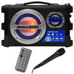 Caixa Karaokê Megastar Hy-k55bta 6" 20w com Bluetooth/usb/sd/fm + Microfone - Preto/azul