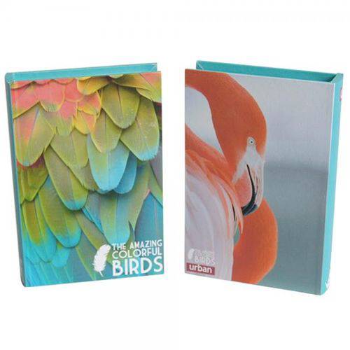 Caixa Livro Birds em Madeira 25cmx17cmx4cm