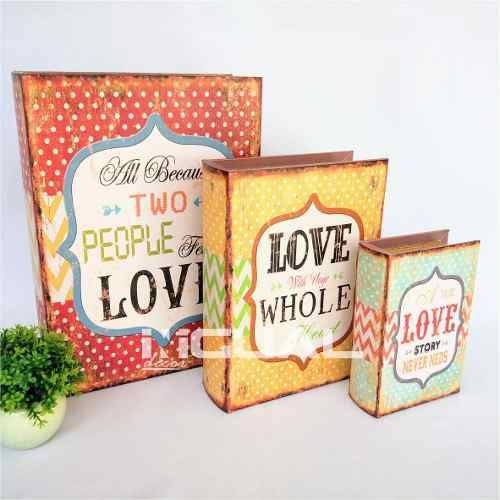 Caixa Livro Decorativa Love Story Color Retrô 3pç 30/23/16cm