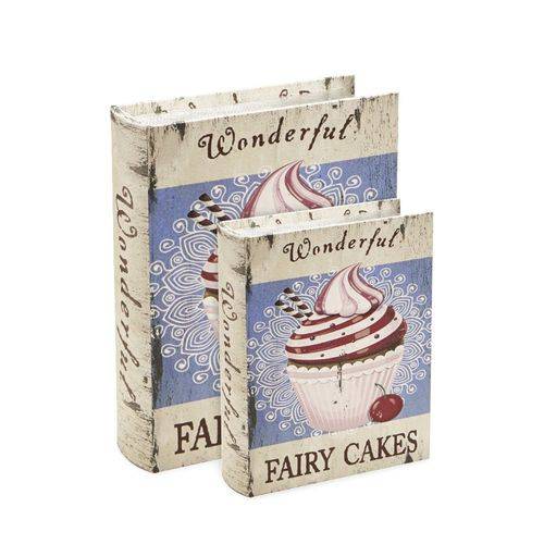 Caixa Livro Decorativa - 2 Peças - Cupcake