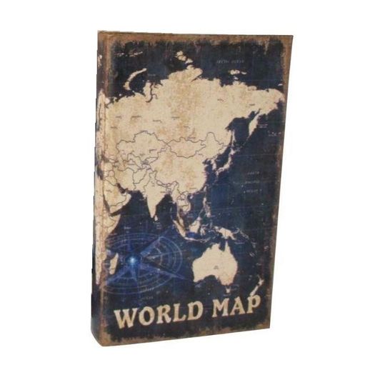 Caixa Livro World Map Azul Mdf/Courino G 24012 Full Fit