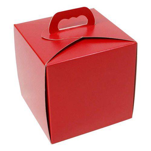 Caixa Mini Panetone com Alça / Cor Vermelho (10 Unidades)