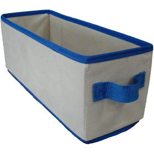 Caixa Organizadora de Tecido Organibox Bege/azul C/ Alça de 14x15x38cm