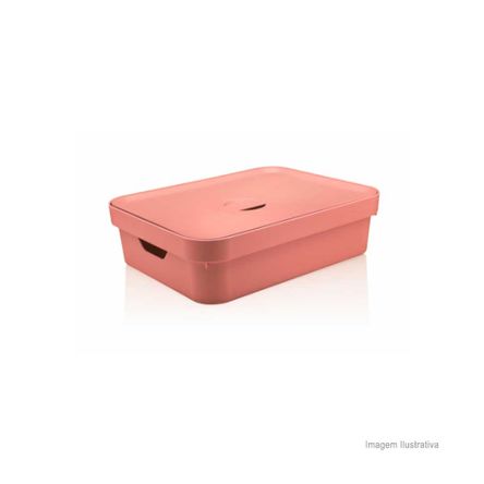 Caixa Organizadora Cube 16L Grande com Tampa Baixa Rosa Quartz Fechado OU