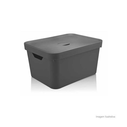 Caixa Organizadora Cube 32L Grande com Tampa Chumbo Fechado OU