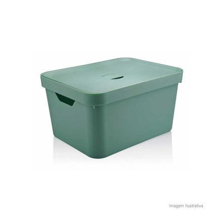 Caixa Organizadora Cube 32L Grande com Tampa Verde Menta Fechado OU