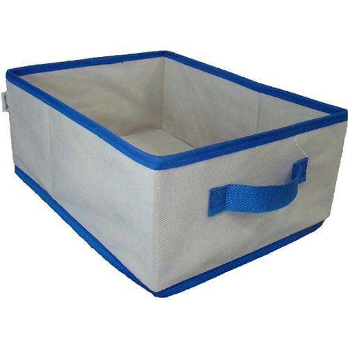 Caixa Organizadora de Tecido Bege/azul C/ Alça de 28x15x38