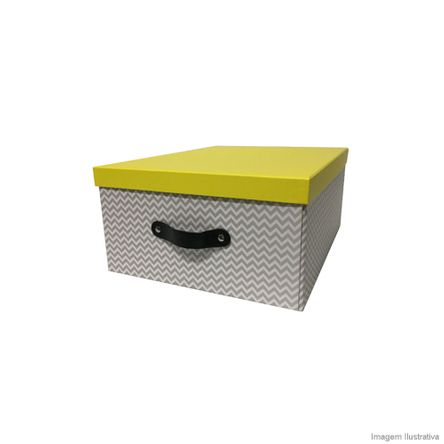 Caixa Organizadora Pequena Branca e Preta com Tampa Amarela Coisas e Coisinhas