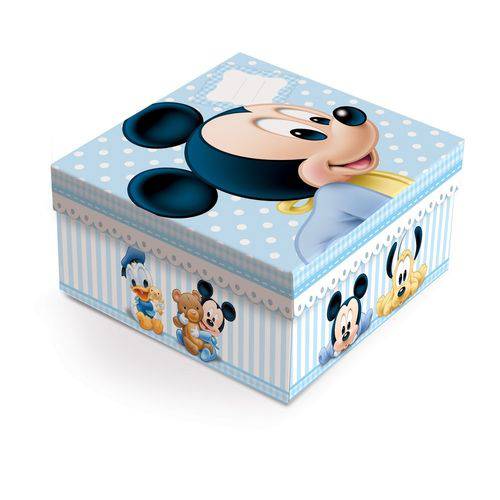 Caixa Organizadora Presente C/tampa Mickey Disney Azul C/10