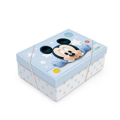 Caixa Organizadora Presente C/tampa Mickey Disney Azul C/ 10