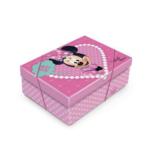 Caixa Organizadora Presente C/tampa Minnie Disney Rosa C/10