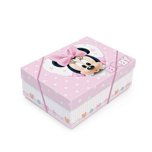 Caixa Organizadora Presente Tampa Minnie Disney Rosa C/10