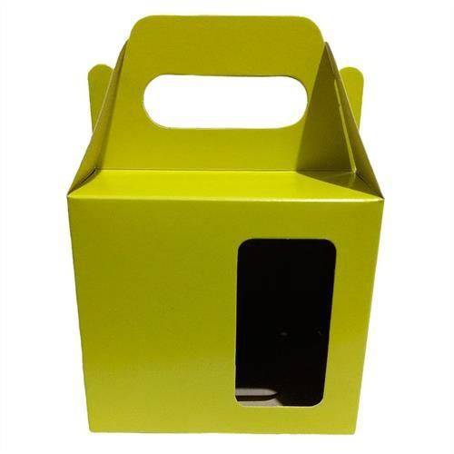 Caixa Verde Limão com Brilho, com Alça e com Janela para Embalar Caneca de 325ml (ph006) - 100 Unidades