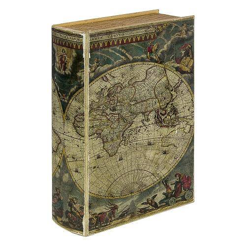 Caixa para Vinho - 2 Garrafas - Mapa Mundi Oldway em Madeira - 42x28 Cm