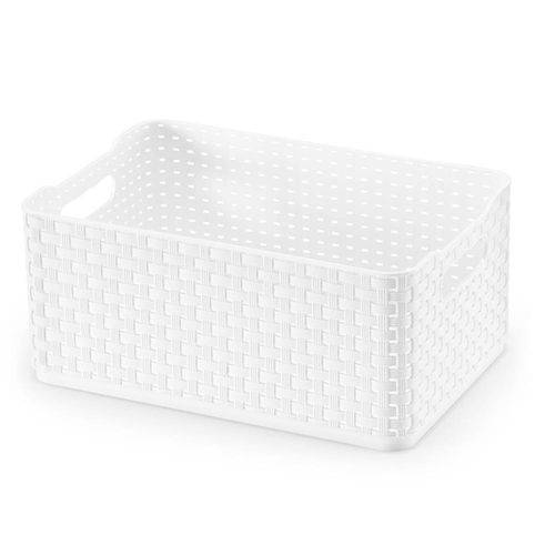 Caixa Plastica com Alça N3 Rattan 4,5l Branca
