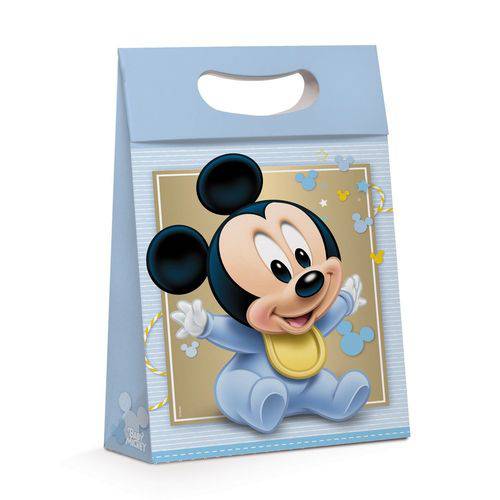 Caixa Plus P/Presente Mickey Disney Azul 22X9Cm C/10