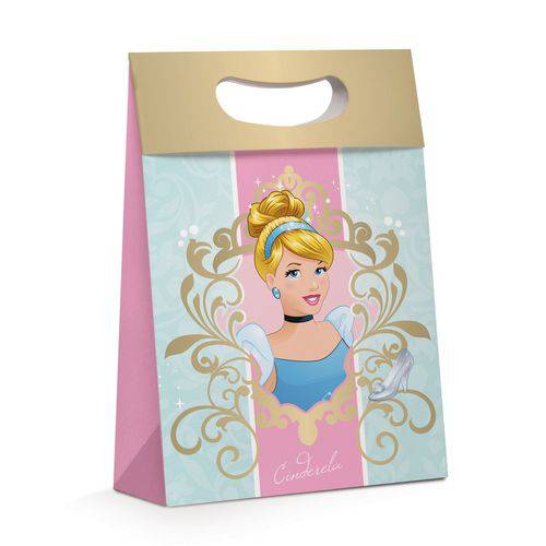 Caixa P/presente Cinderela Rosa,azul Disney 22x9cm C/10