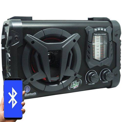 Caixa Som Amplificada Portátil Bluetooth 45W Rms Mp3 Fm Usb Sd Aux Bivolt Bateria Amvox ACA 90 Clock