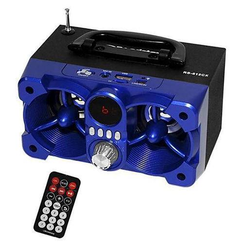 Caixa Som Roadstar Rs612cx Azul 12w Rms Bluetooth Aux Fm com Controle Remoto