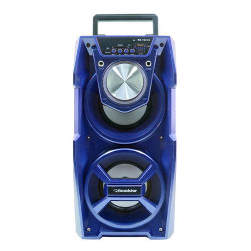 Caixa Som Roadstar Rs732cx Azul 10w +10w Rms Bluetooth Karaoke Aux Fm Controle Remoto