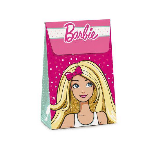 Caixa Trapezio P/presente Barbie Rosa 12x6cm C/10