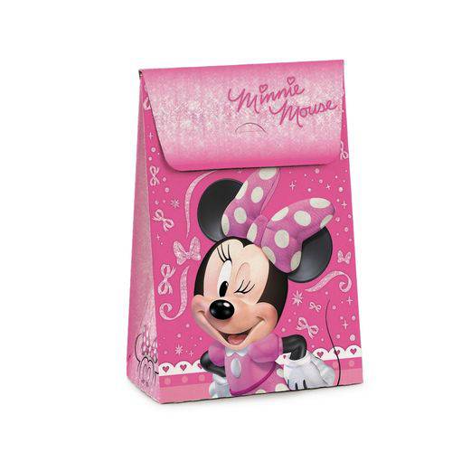 Caixa Trapezio P/presente Minnie Disney Rosa 12x6cm C/10