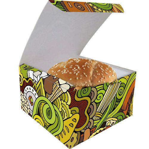 Caixinha Box Embalagem para Hamburger Gourmet 300un Verde