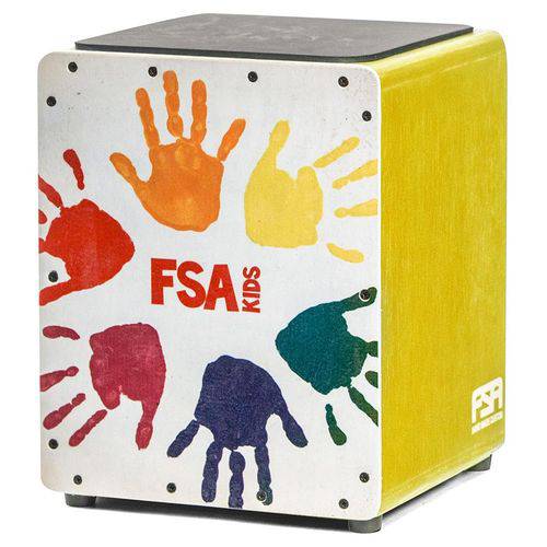 Cajón Infantil Fsa Kids Series Fk15 Amarelo com 32cms de Altura, Esteira Interna e Assento em E.v.a