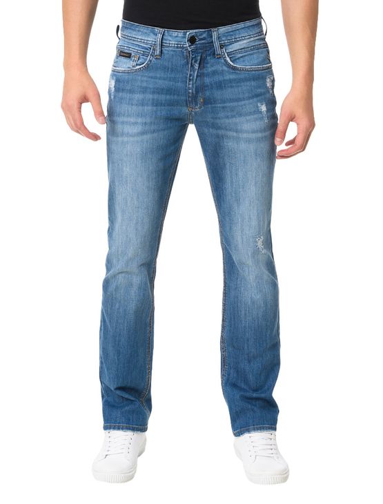 Calça Azul Médio Calvin Klein Jeans Five Pockets Slim Straight - 50