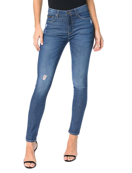 Calça Calvin Klein Jeans 5 Pockets Jegging High Azul Médio - 40