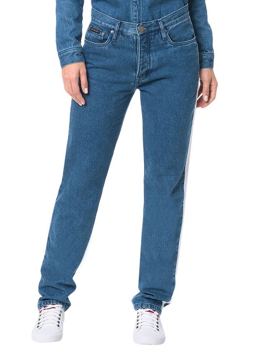 Calça Calvin Klein Jeans 5 Pockets Straight High Azul Médio - 40