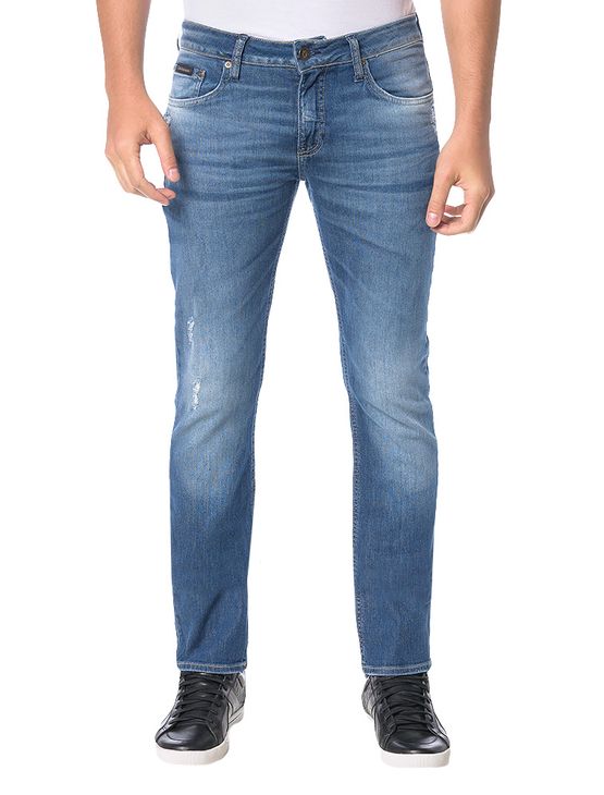 Calça Calvin Klein Jeans Five Pockets Slim Straight Azul Marinho - 50