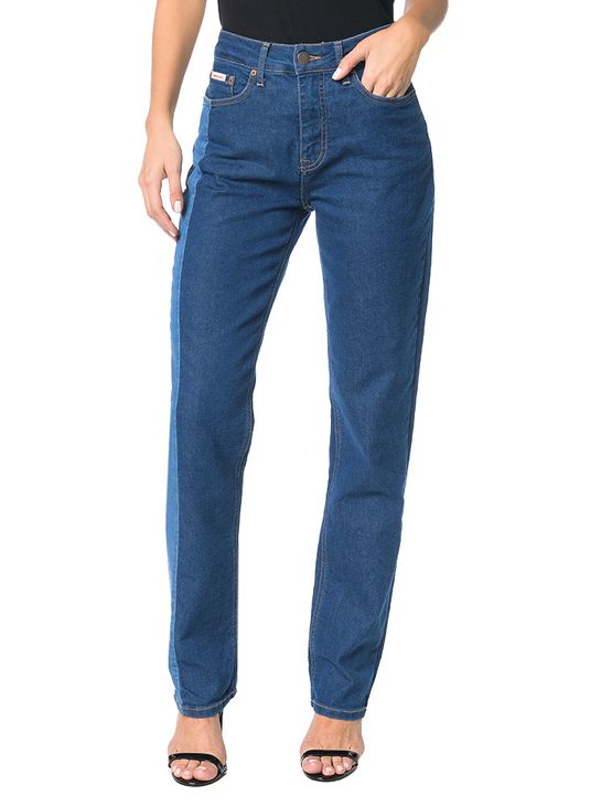 Calça Calvin Klein Jeans Five Pockets Straight High Azul Médio - 36