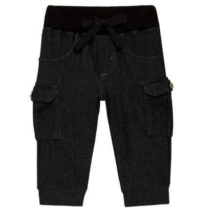 Calça Cargo Jeans Masculina para Bebe em Fleece Black - Petit