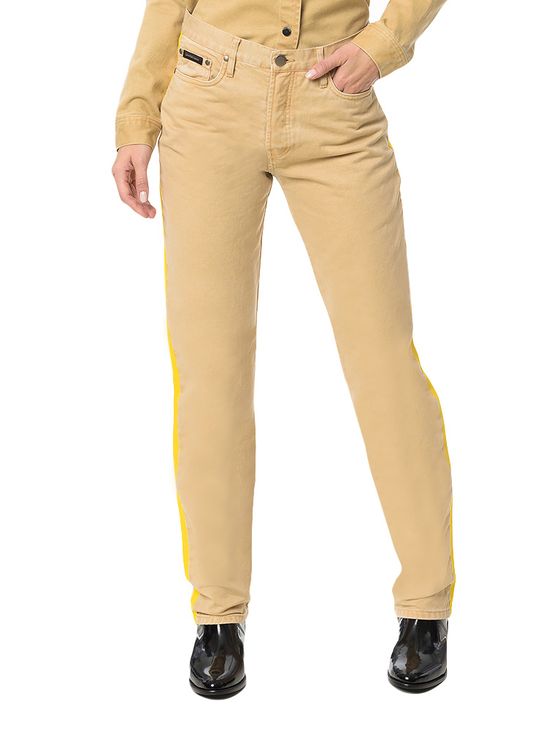 Calça Color Calvin Klein Jeans 5 Pckts Straight High Caqui Claro - 36