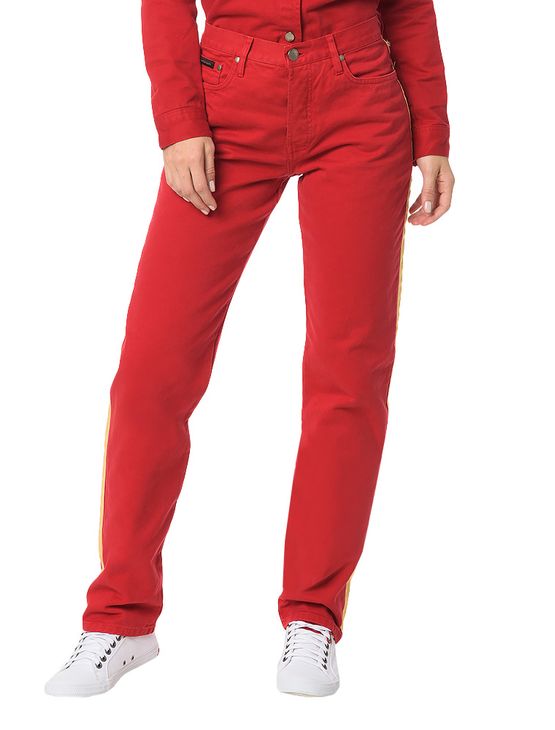 Calça Color Calvin Klein Jeans 5 Pckts Straight High Vermelho - 36