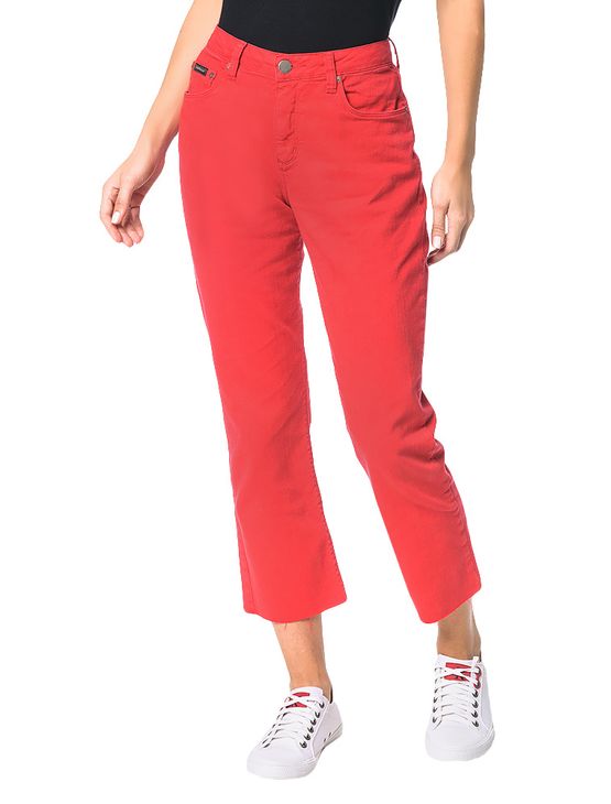 Calça Color Calvin Klein Jeans 5 Pckts Straight Sp High Vermelho - 40