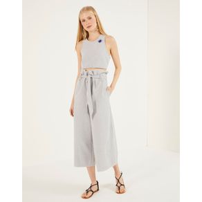 Calca Cropped Cotton Washed