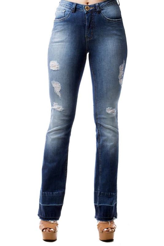 Calça Eventual Jeans Flare Mid Azul Tam. 36