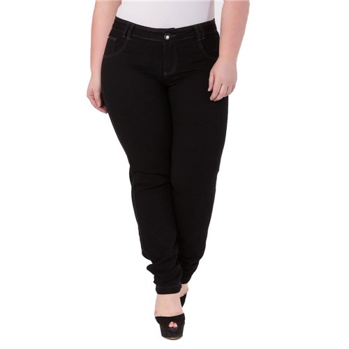 Calça Feminina Jeans Cigarrete Black Denim Plus Size